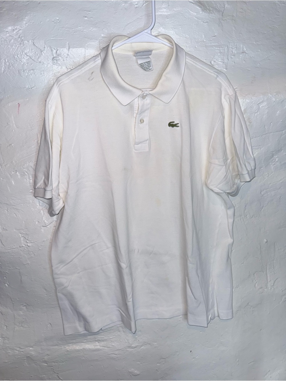 Lacoste White Polo with Green Crocodile Logo